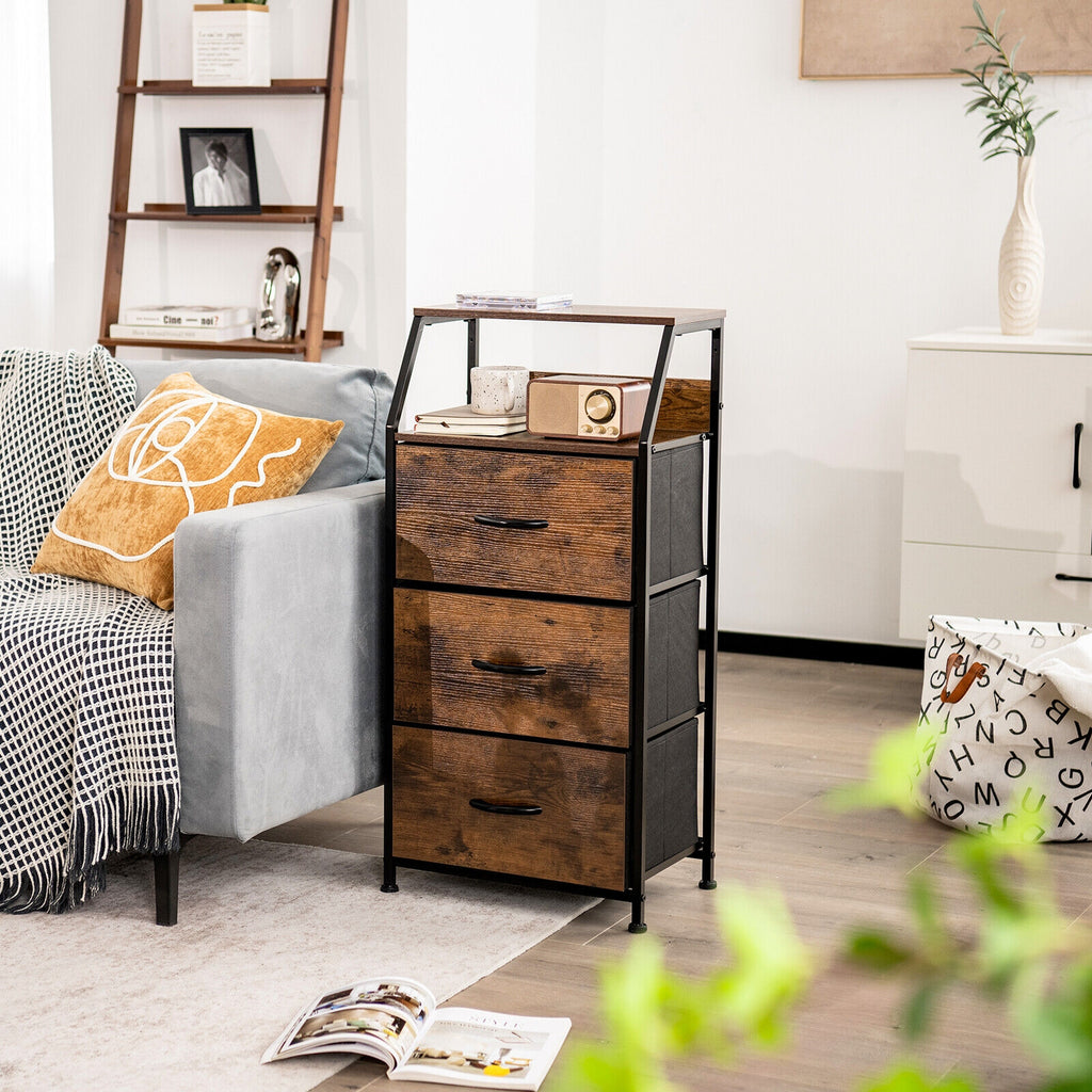 Freestanding Cabinet Dresser with Wooden Top Shelves, M