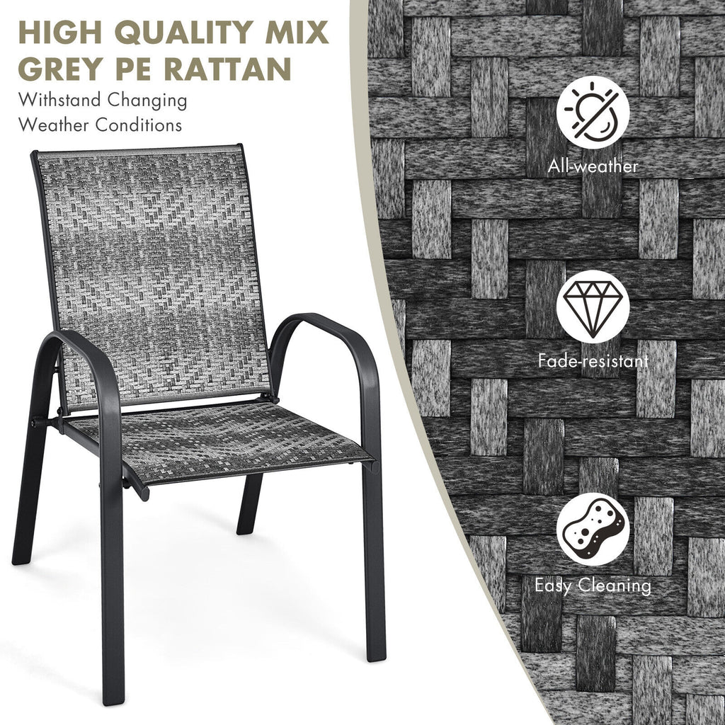 Outdoor Wicker Stackable Chairs Set of 6 - Gray
