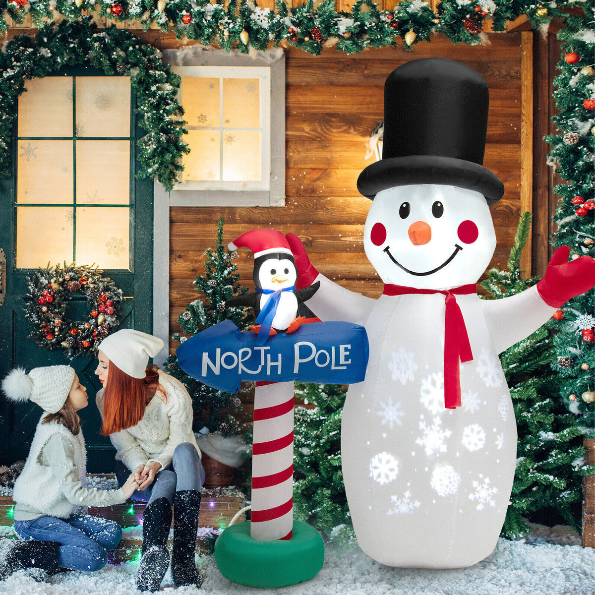 6 Feet Inflatable Christmas Decoration with Snowflake Projector and Penguin Variation of THIS Listing