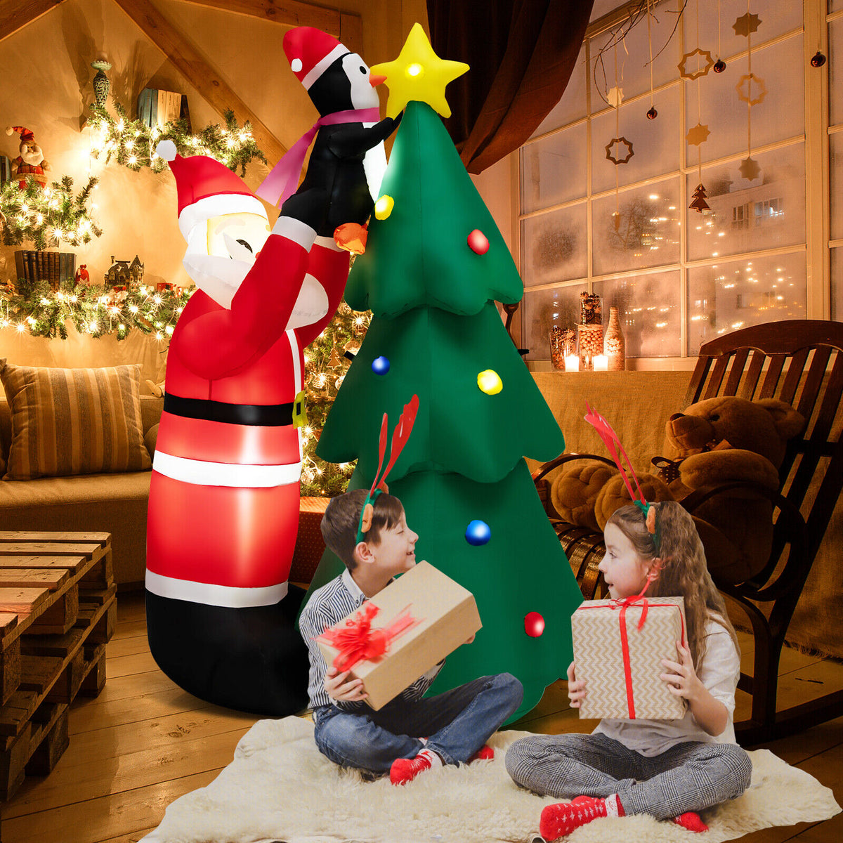 Inflatable Christmas Tree with Santa and LED Lights - G Style Variation, 6 Feet