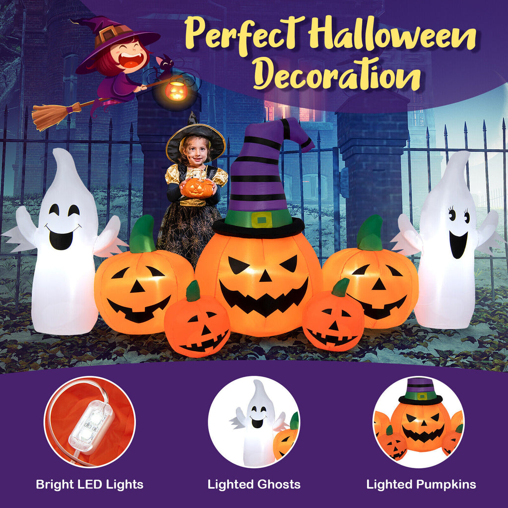 Halloween Inflatable Pumpkins with Ghosts - 9 Feet Long, Waterproof Yard Decor - Variation: Inflatable Pumpkins