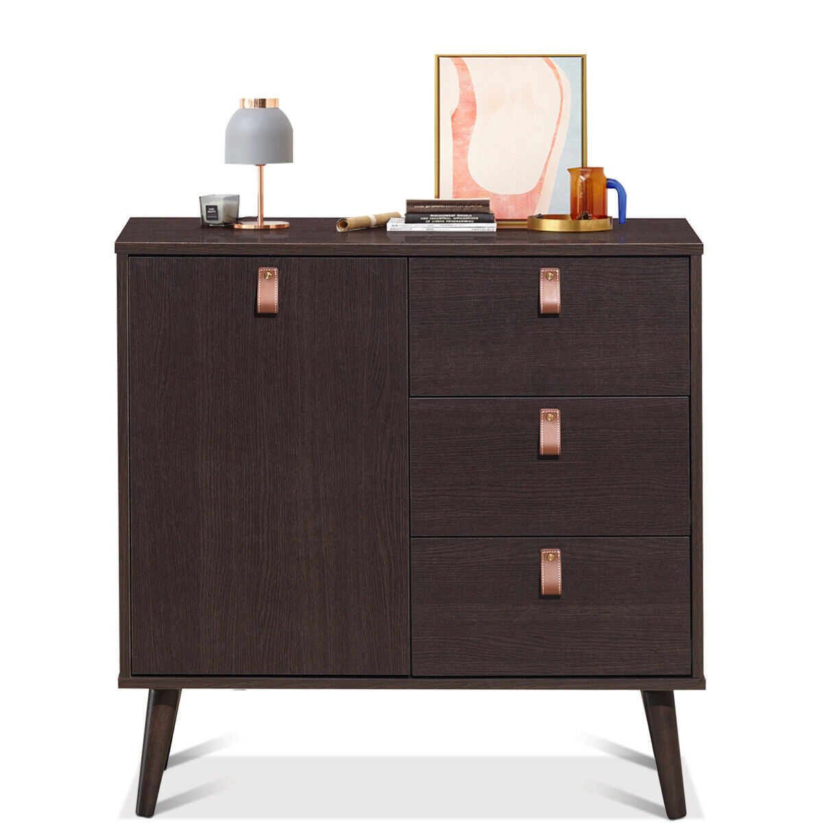 3-Drawer Sideboard Storage Display Cabinet, Brown