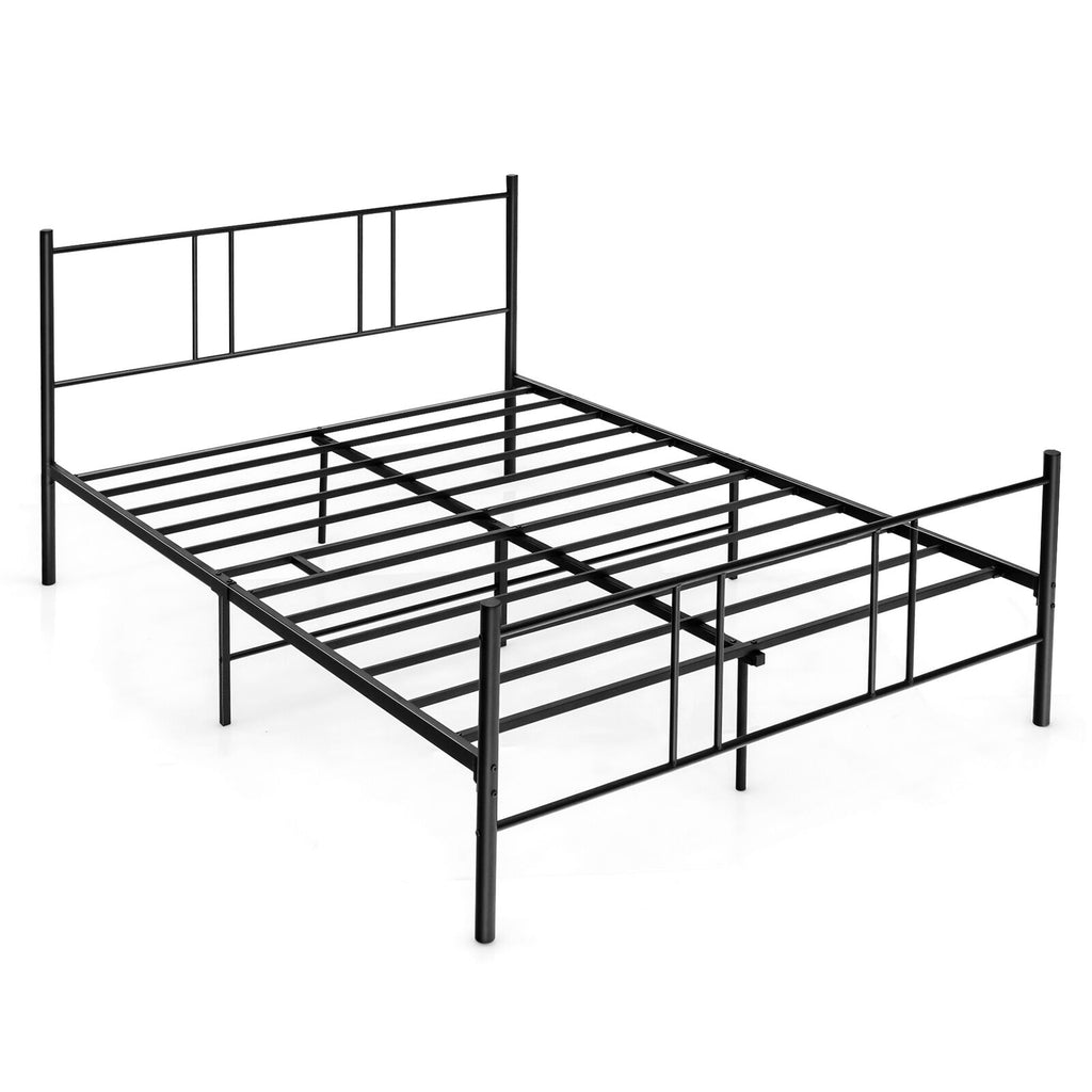 Steel Platform Bed Frame with High Headboard - Full Size
