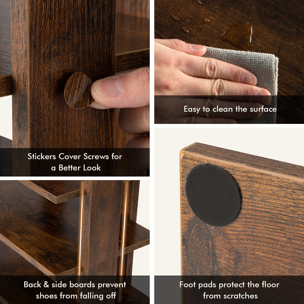 7-Tier Vertical Shoe Rack, Rustic Brown