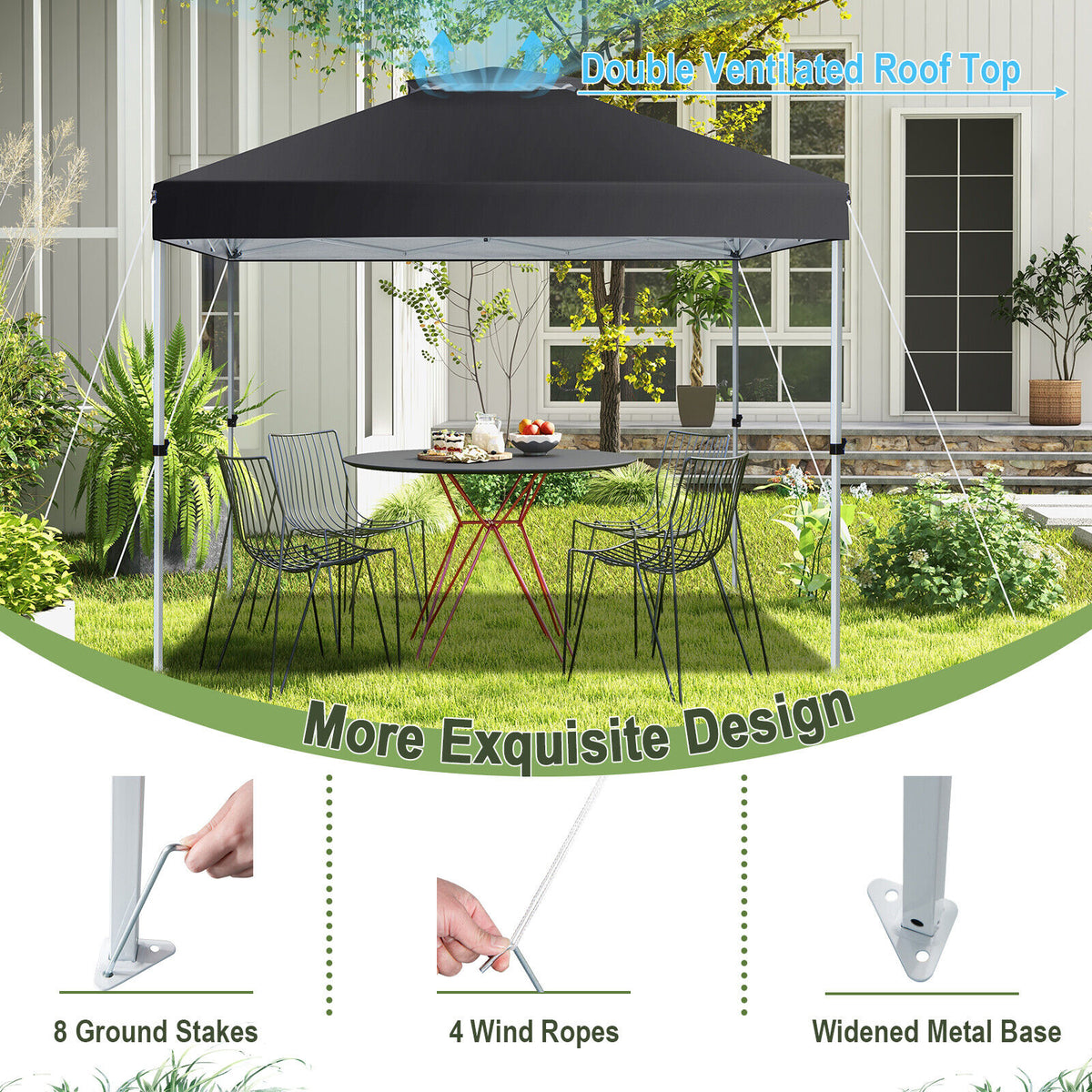 2-Tier 10 x Feet Pop-up Canopy Tent with Wheeled Carry Bag