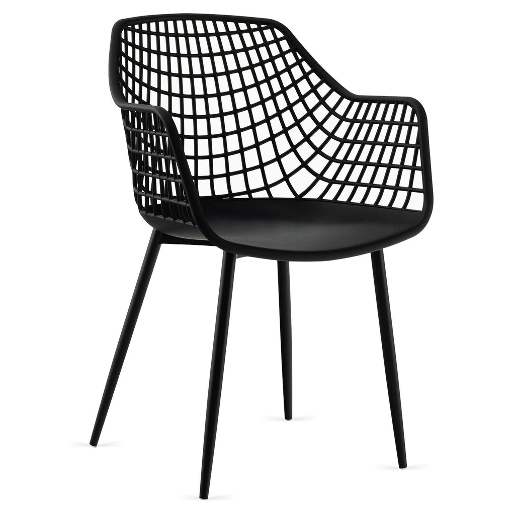 Modern Dining Chair Set of 4 with Hollow Backrest - Black
