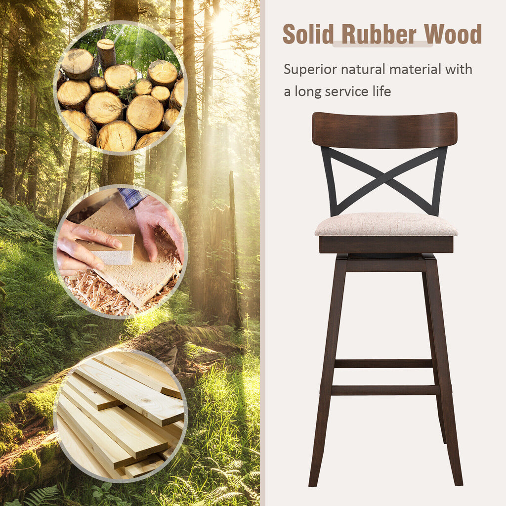 Wooden Swivel Bar Stools Set of 2 - 30 Inches