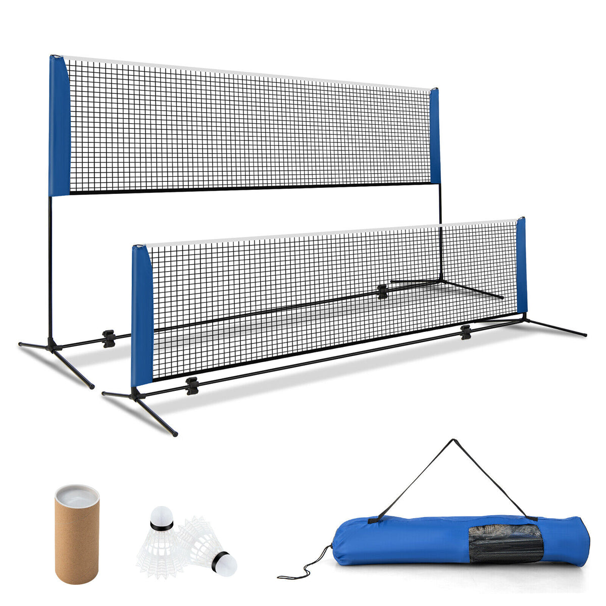 10/14 Feet Adjustable Badminton Net Stand with Portable Carry Bag - Adjustable Net Heights