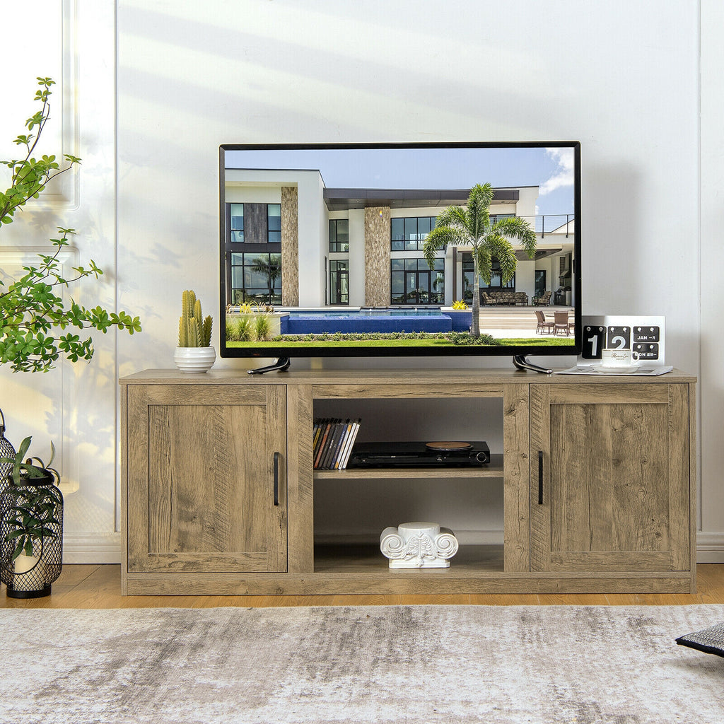 TV Stand with Double Barn Doors for 65 Inch TVs - Natural