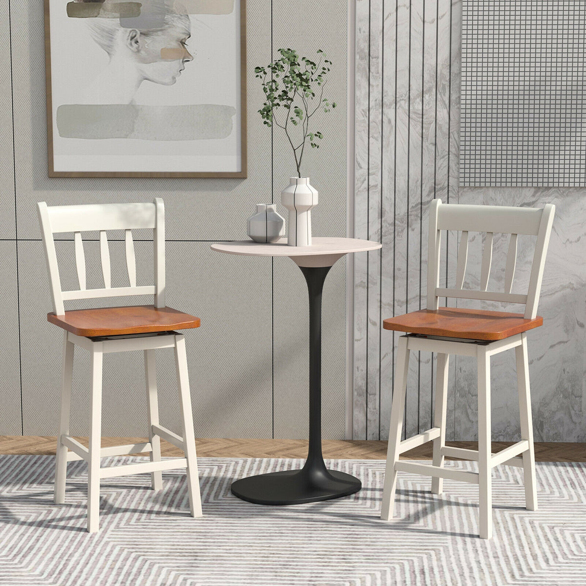 24.5" Swivel Bar Stools Set of 2 - White