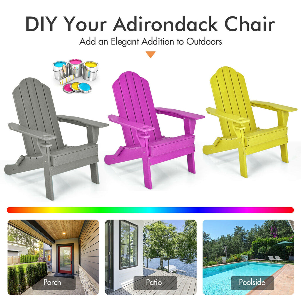 Foldable Patio Chair with Cup Holder - Gray