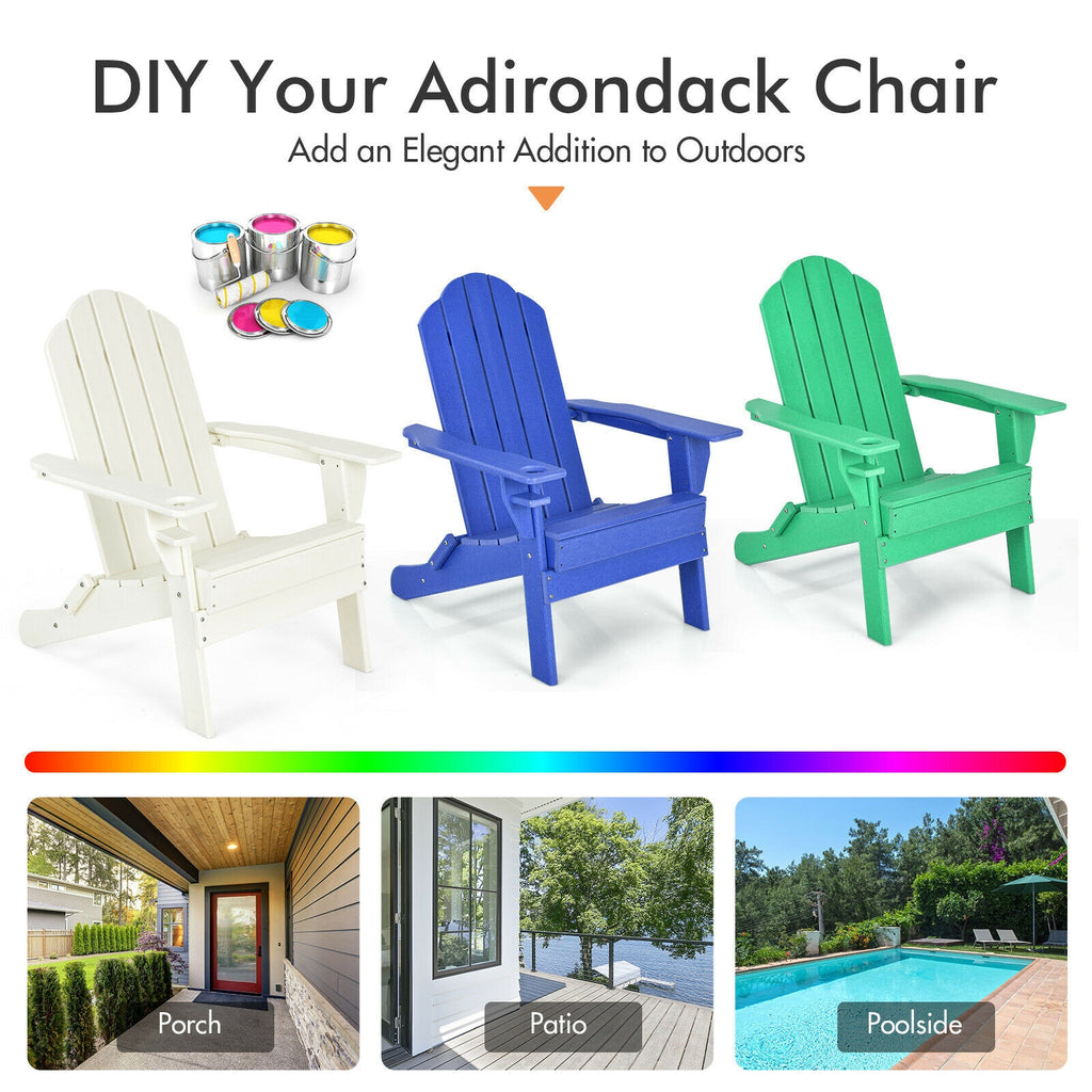 Foldable Weather Resistant Patio Chair with Built-in Cup Holder