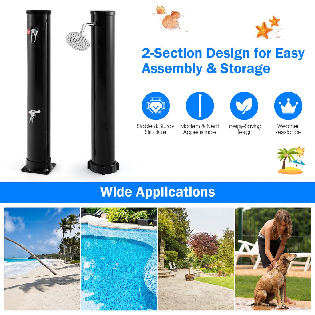 Solar Outdoor Shower 7.2 Ft 10 Gallon – Black