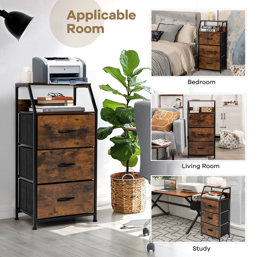 Freestanding Cabinet Dresser with Wooden Top Shelves, M
