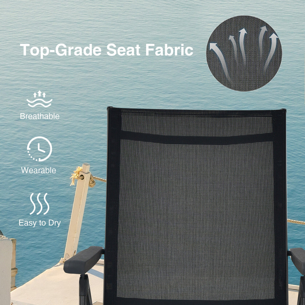 Foldable Chaise Lounge Chair with Footrest - Black