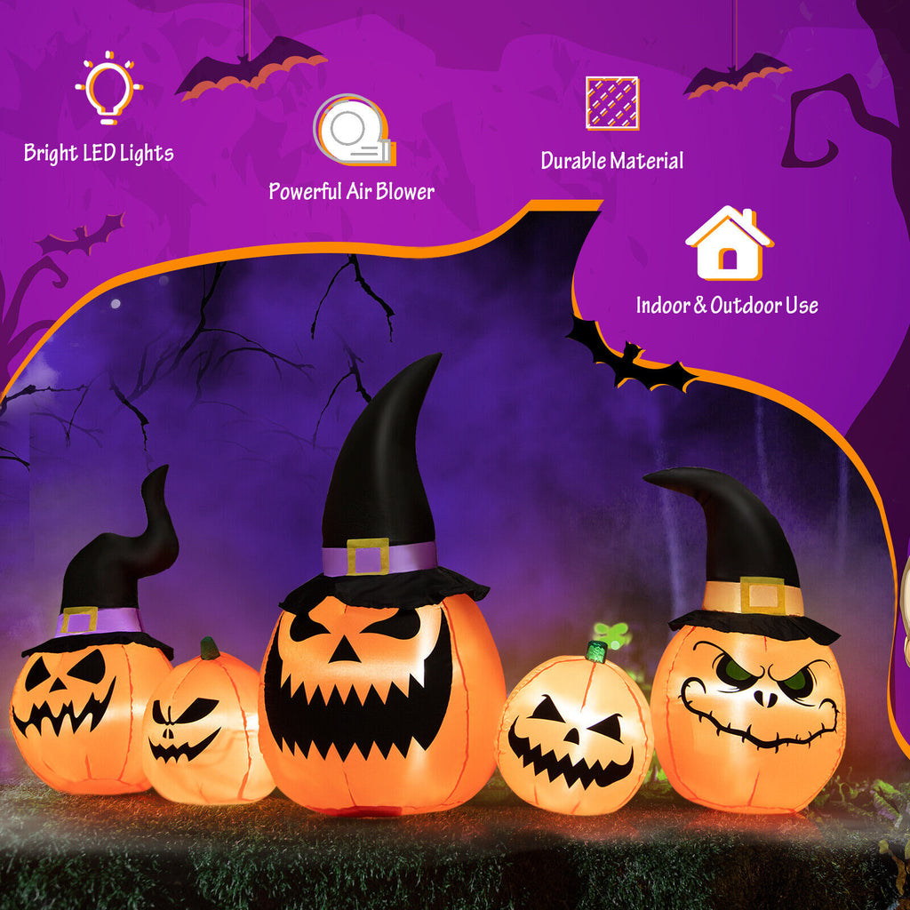 Inflatable Pumpkin Family Halloween Yard Decoration with LED Lights - Waterproof, 8 Feet