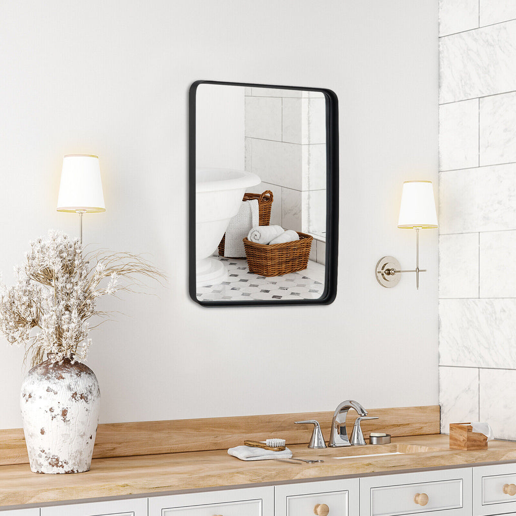 Rectangular Wall Mount Bathroom Mirror with Steel Frame - M Variation
