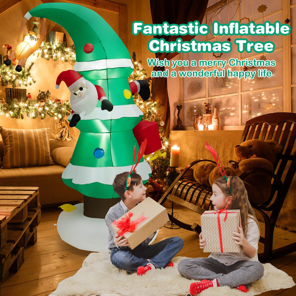 Inflatable Christmas Tree with Santa Claus - 8ft Holiday Decor with LED Lights - Variation: F Style