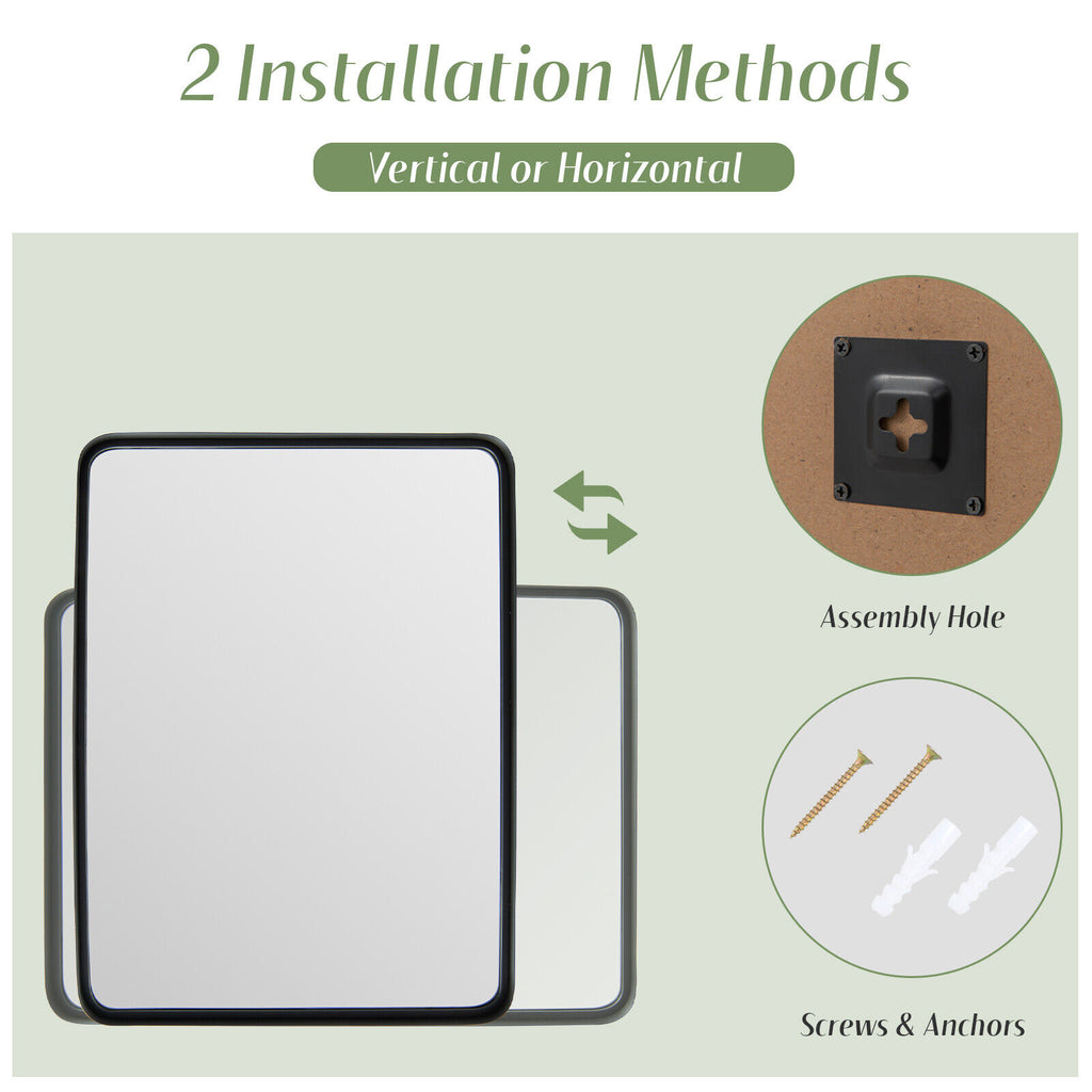 Rectangular Wall Mount Bathroom Mirror with Steel Frame - M Variation