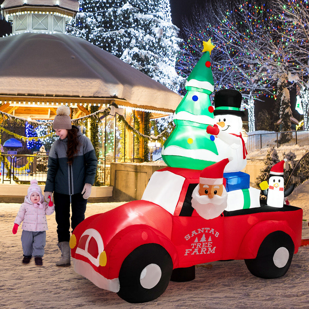 Inflatable Santa Claus Driving a Car with LED Lights & Air Blower - 8ft Christmas Decoration - Santa Car B Style