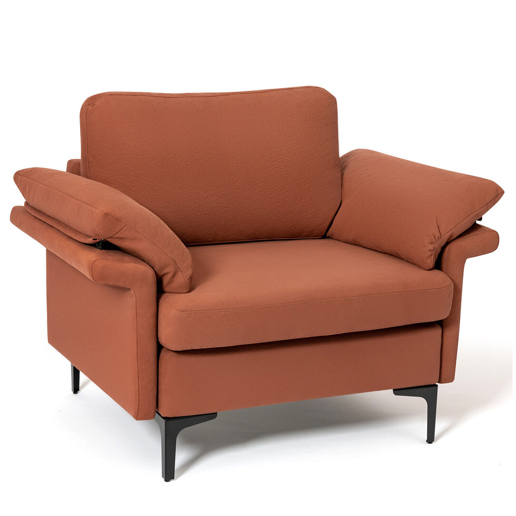 Gray Accent Armchair with Spring Support & Cushions