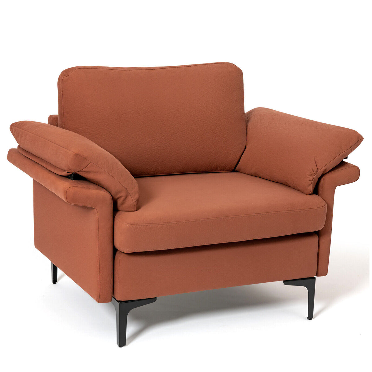 Gray Accent Armchair with Spring Support & Cushions