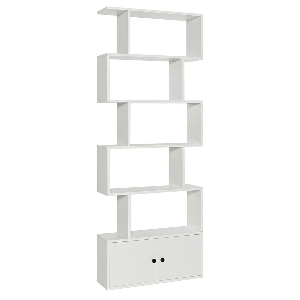 6 Tier S-Shaped Bookshelf Storage Display Bookcase Decor Z-Shelf