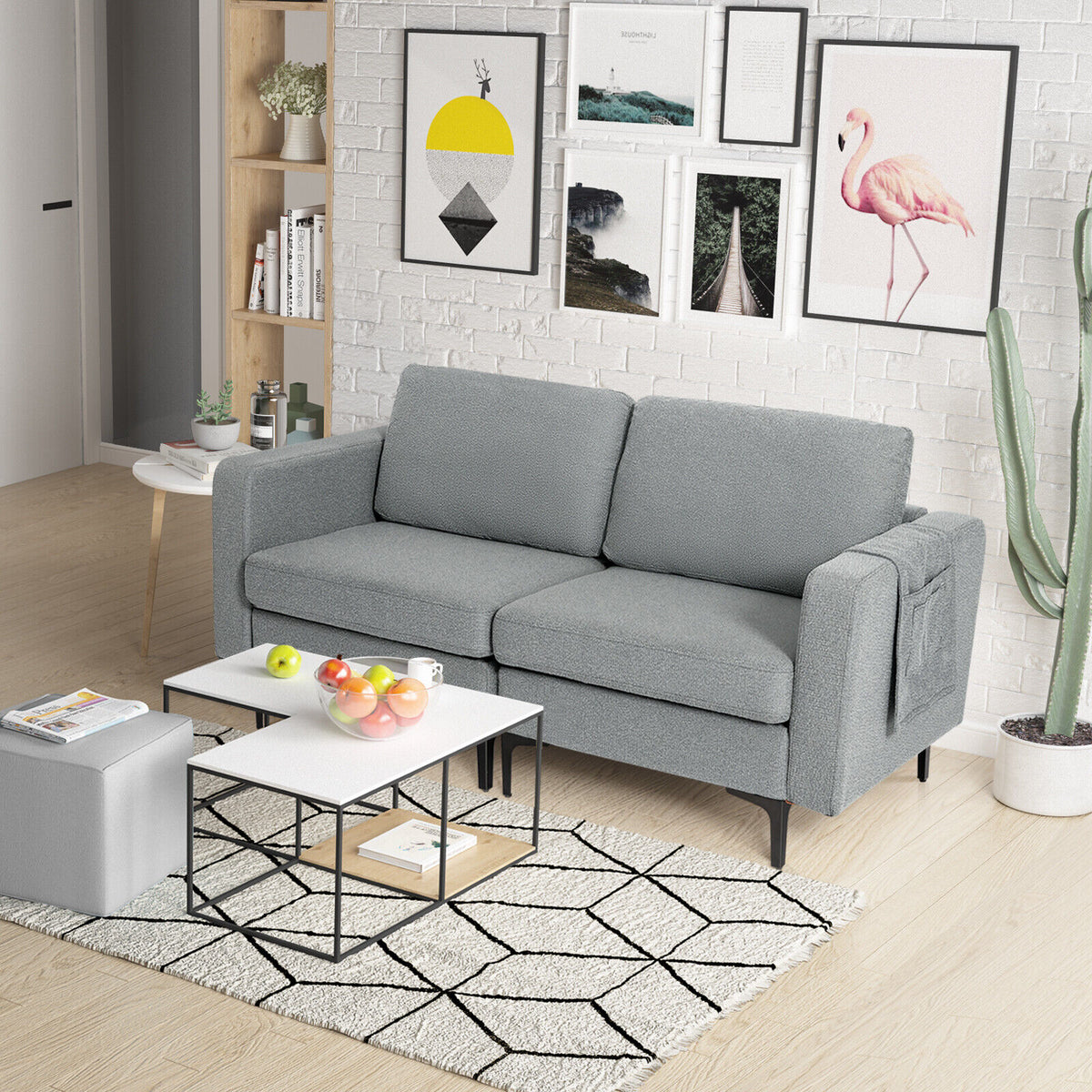 Loveseat Sofa with Storage Pocket - Gray