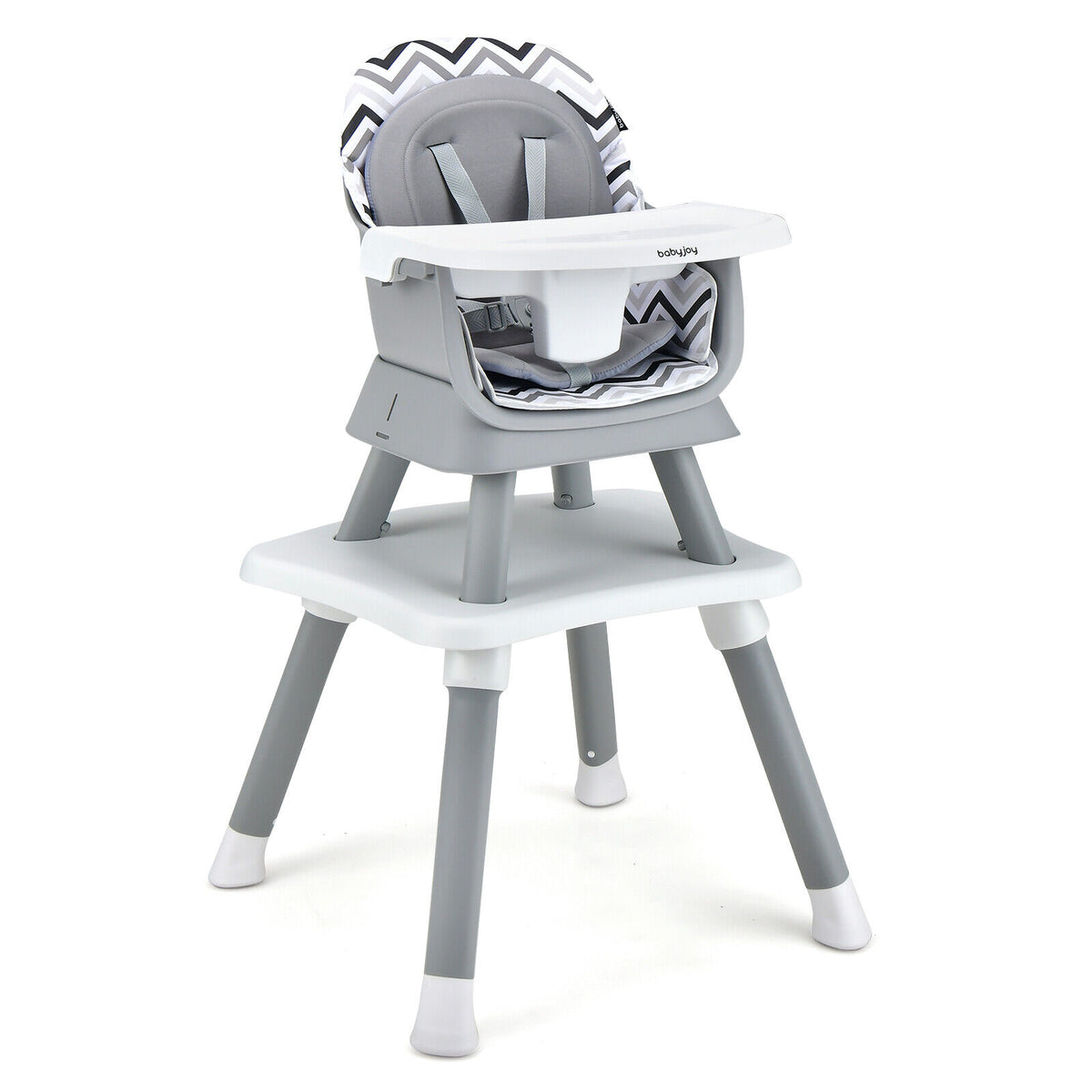 Gray & White 8-in-1 Convertible Baby High Chair with Removable Tray