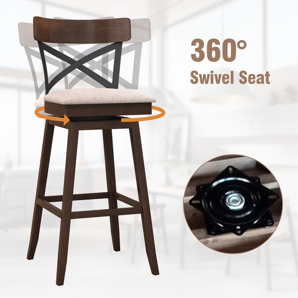 Wooden Swivel Bar Stools Set of 2 - 30 Inches