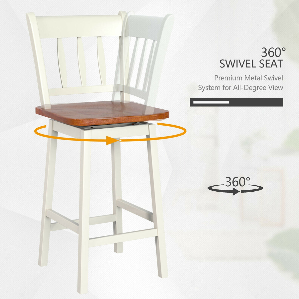 24.5" Swivel Bar Stools Set of 2 - White