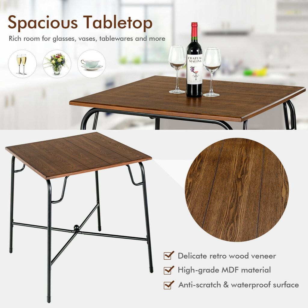 5-Piece Bar Table Set with 4 Counter Height Stools - Rustic Brown