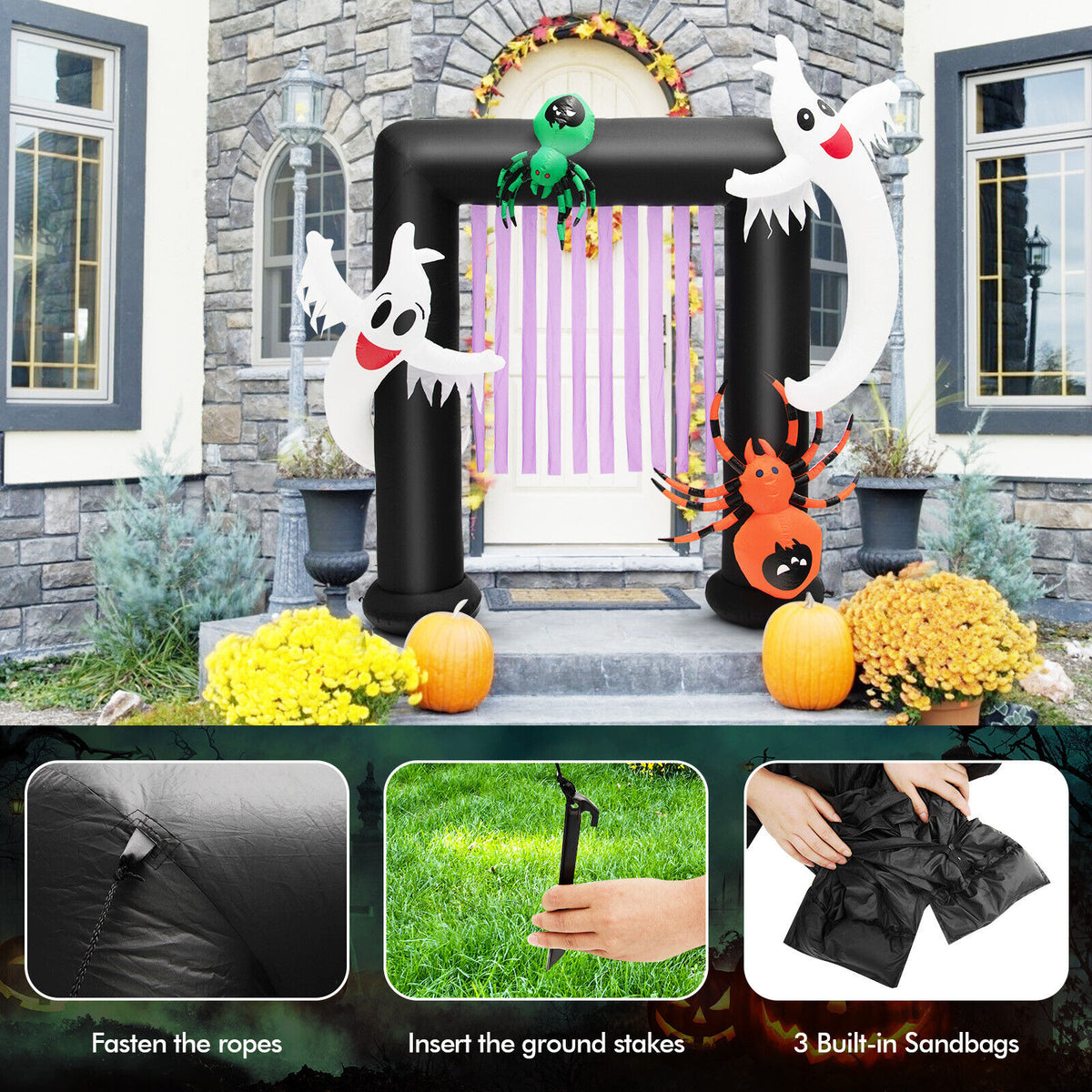 7.5Ft Inflatable Halloween Archway with Lights & Decorations for Outdoor Festive Decor