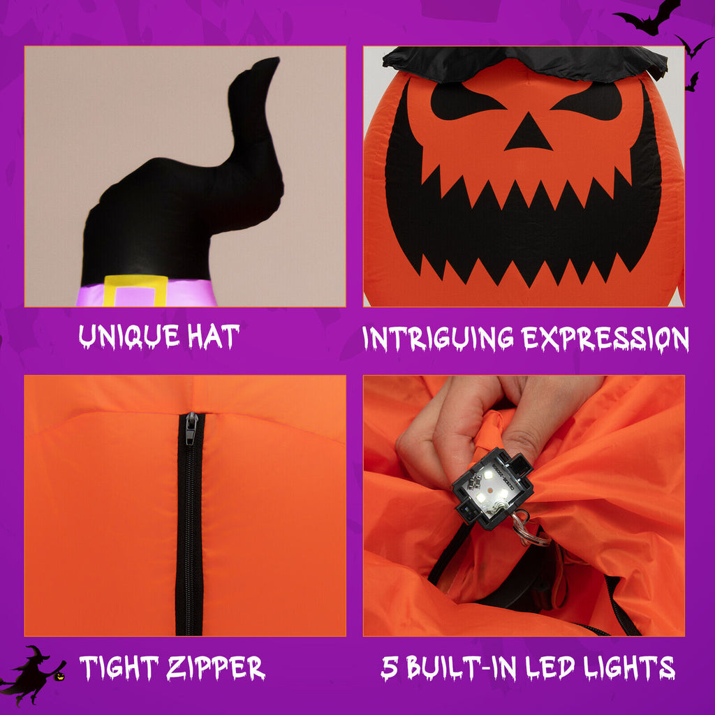 Inflatable Pumpkin Family Halloween Yard Decoration with LED Lights - Waterproof, 8 Feet