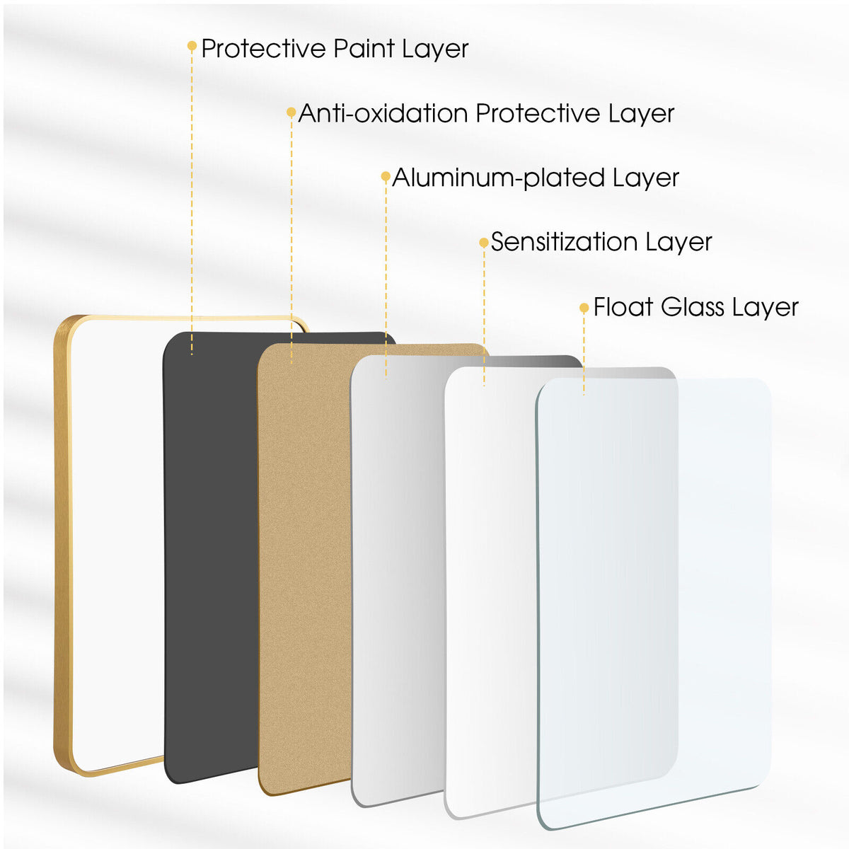 Costway Black Metal Framed Bathroom Mirror with Rounded Corners