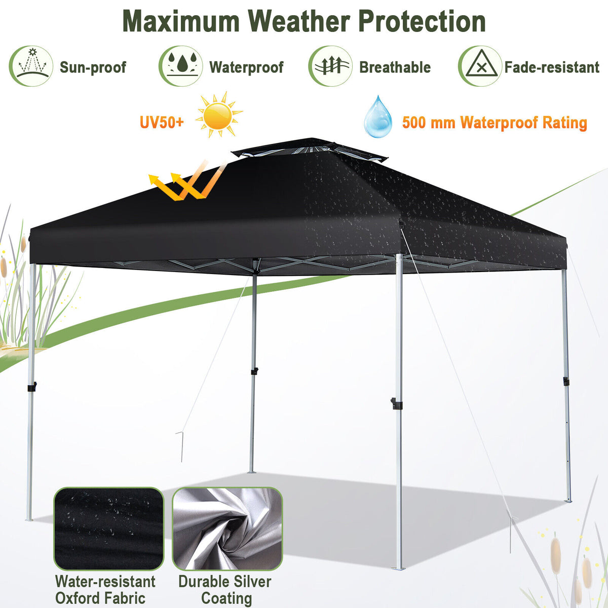 2-Tier 10 x Feet Pop-up Canopy Tent with Wheeled Carry Bag