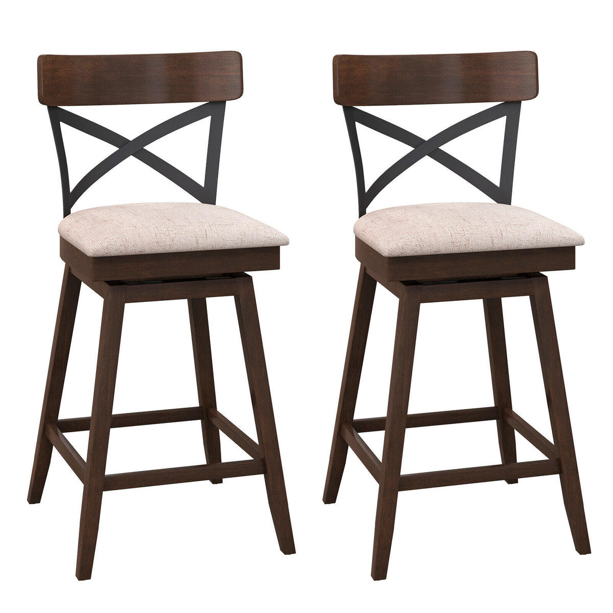 Wooden Swivel Bar Stools Set of 2 - 30 Inches