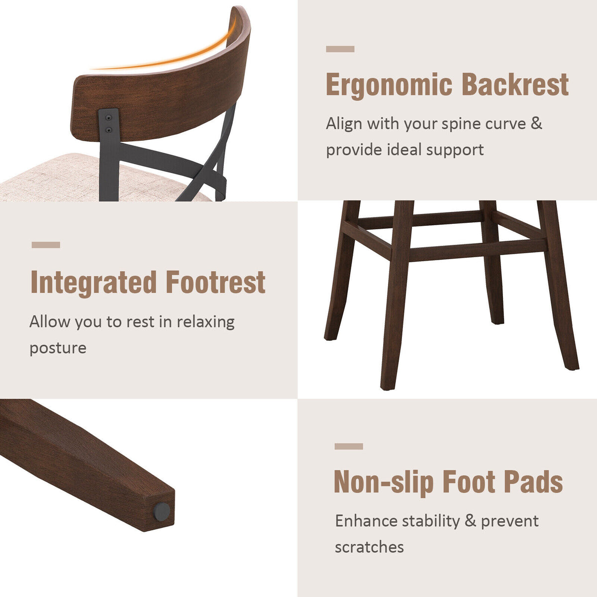 Wooden Swivel Bar Stools Set of 2 - 30 Inches