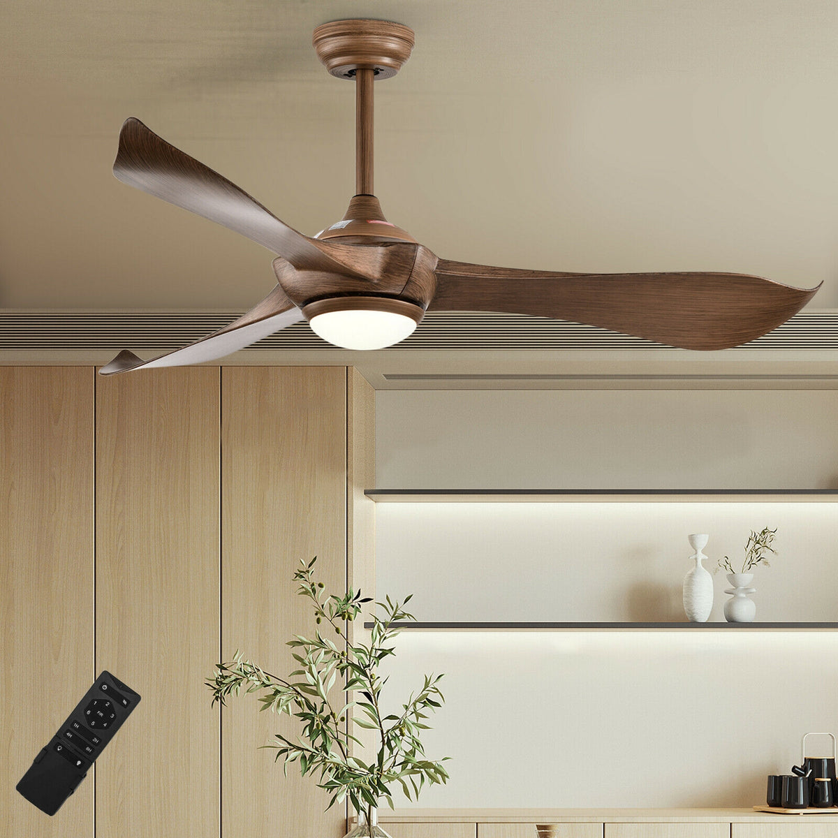 52 Inch Ceiling Fan with Light Reversible DC Motor - With Light