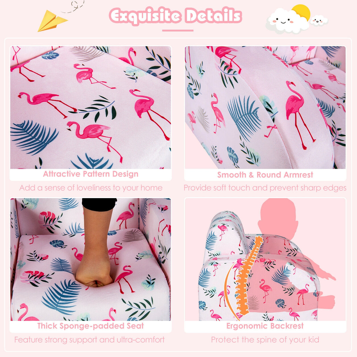 Pink 3-in-1 Convertible Kid Sofa Bed Lounger - Toddler Play & Rest Chair