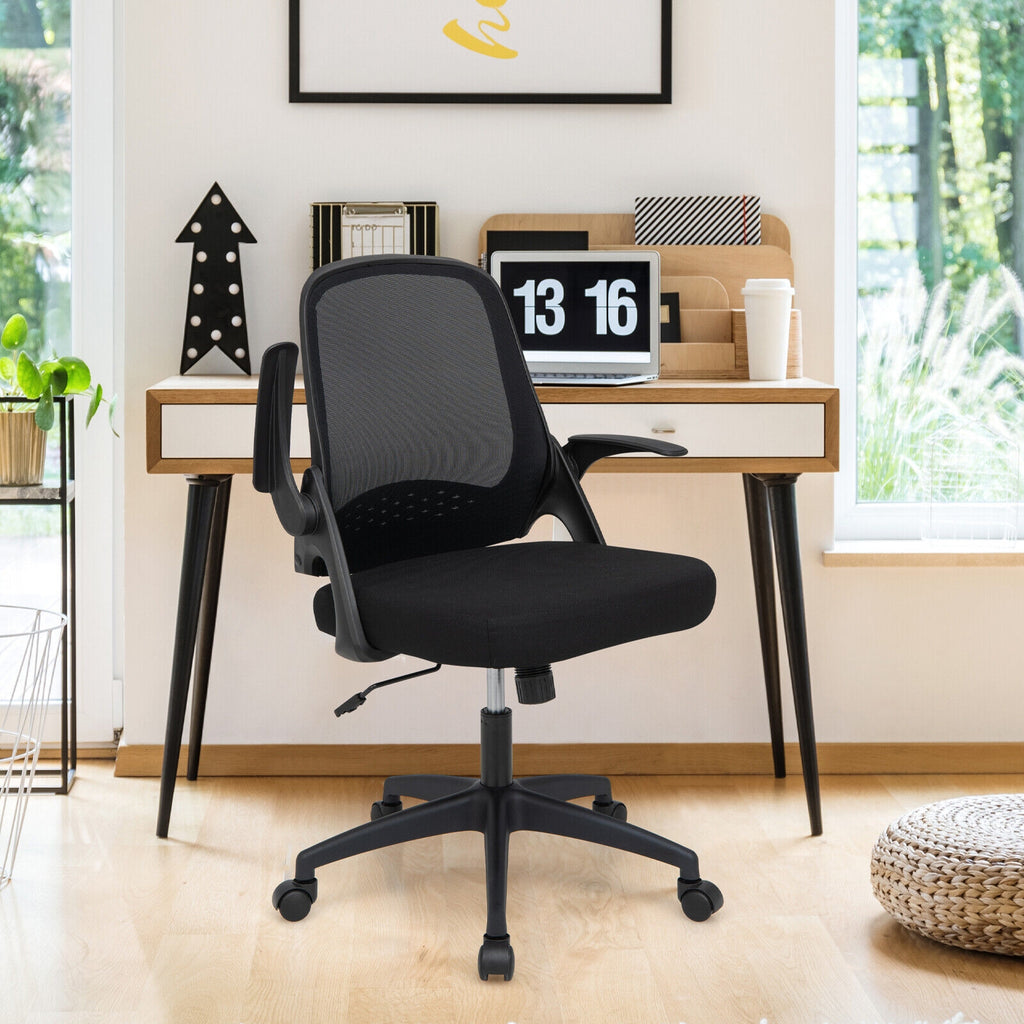 Adjustable Mesh Office Chair with Flip-up Armrest - Black