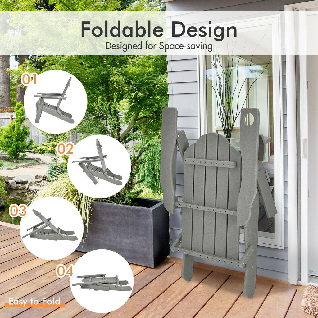 Foldable Patio Chair with Cup Holder - Gray