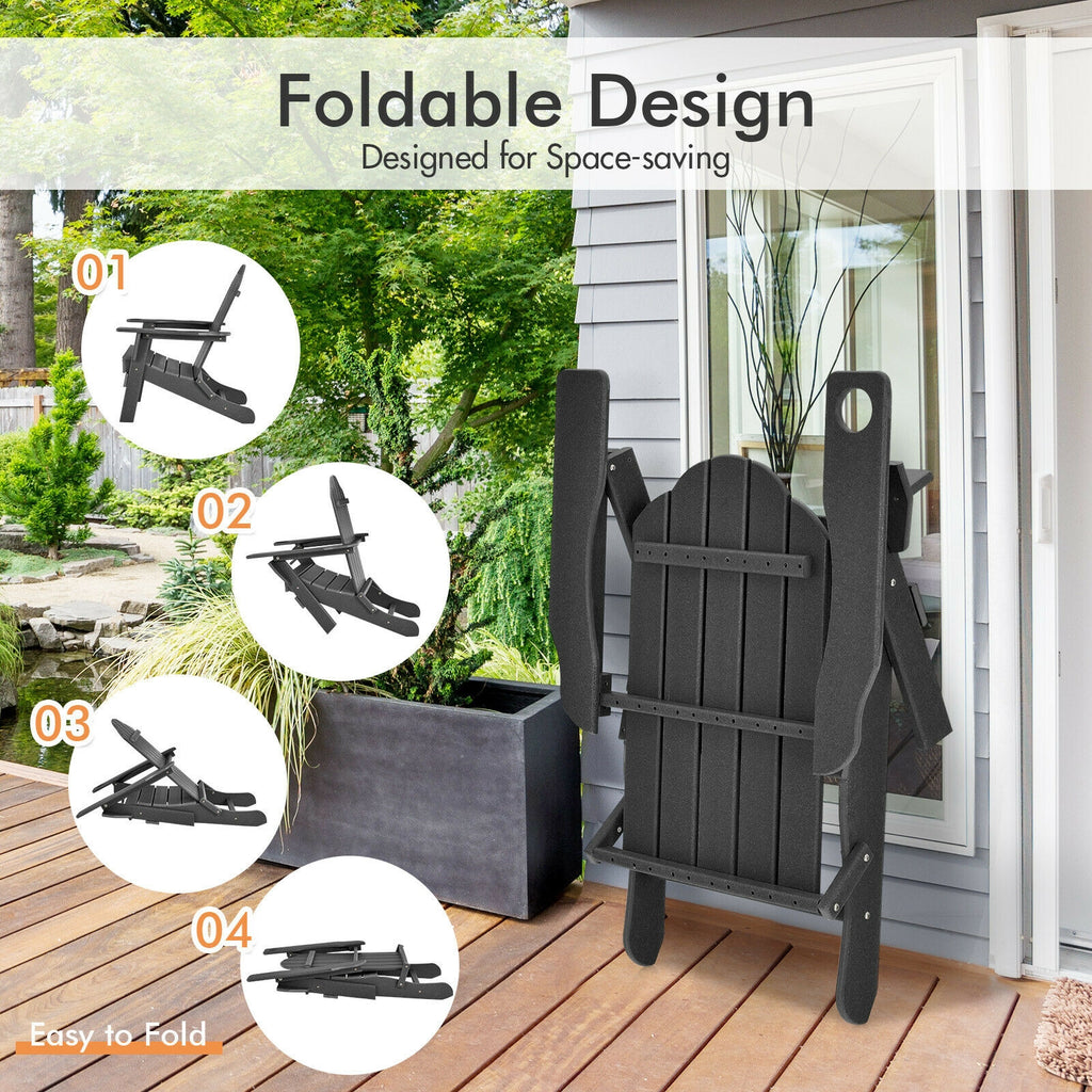 Foldable Weather Resistant Patio Chair with Built-in Cup Holder