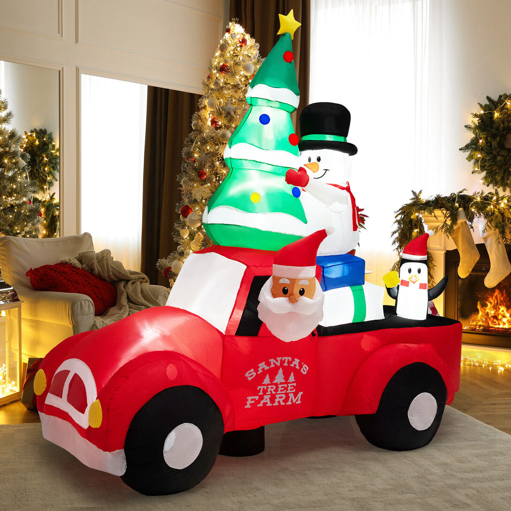 Inflatable Santa Claus Driving a Car with LED Lights & Air Blower - 8ft Christmas Decoration - Santa Car B Style