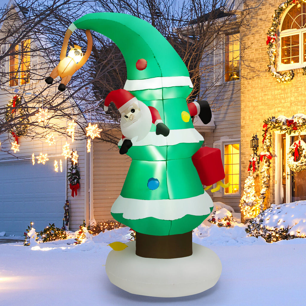 Inflatable Christmas Tree with Santa Claus - 8ft Holiday Decor with LED Lights - Variation: F Style