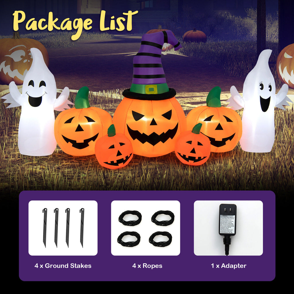 Halloween Inflatable Pumpkins with Ghosts - 9 Feet Long, Waterproof Yard Decor - Variation: Inflatable Pumpkins
