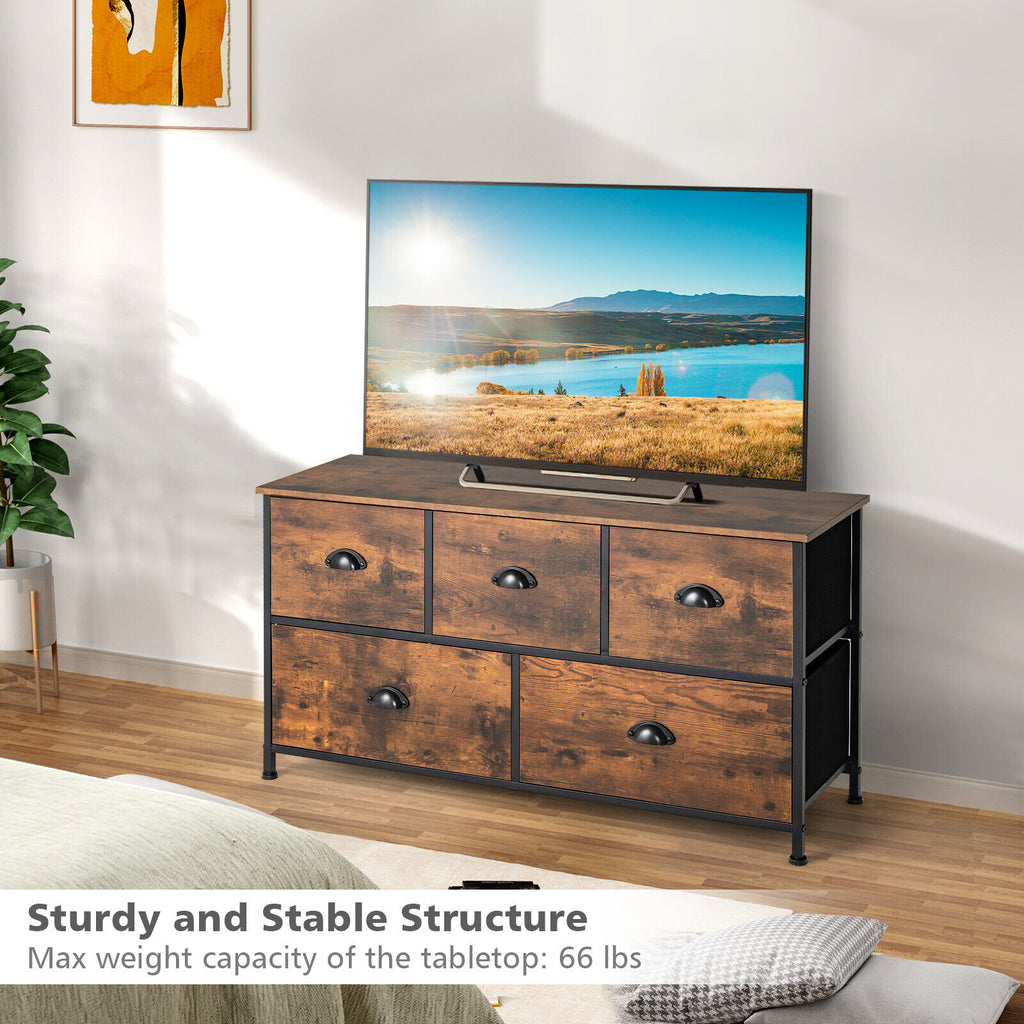 5-Drawer Dresser Organizer with Wooden Top - Rustic Brown