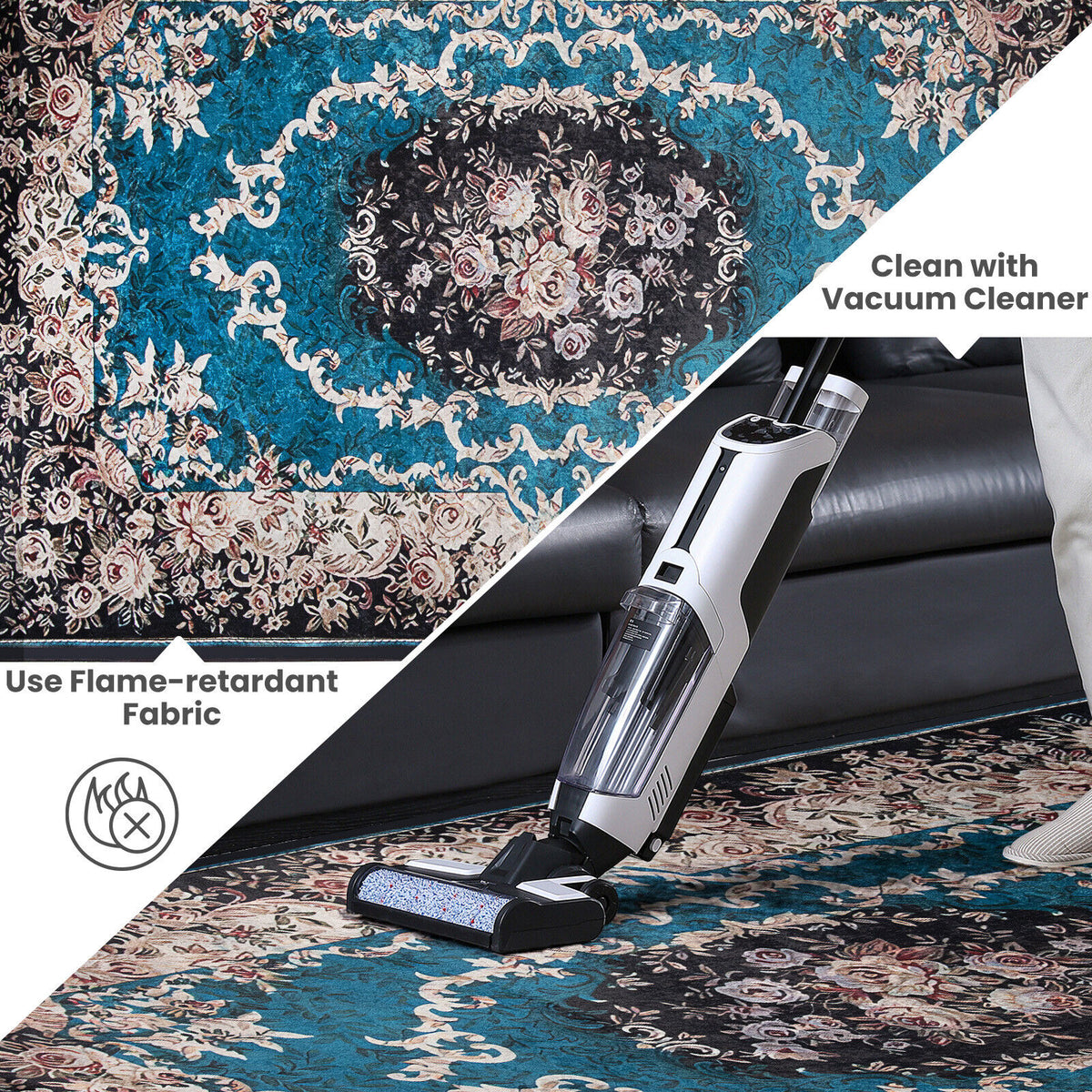M Size Non-Shedding Anti-Slip Area Rug with Flame-Retardant Surface - Home Decor