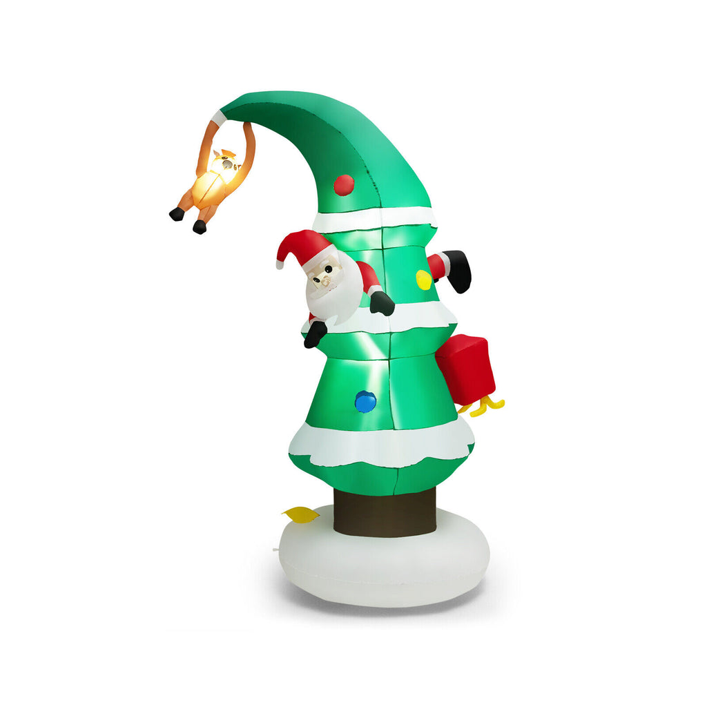 Inflatable Christmas Tree with Santa Claus - 8ft Holiday Decor with LED Lights - Variation: F Style