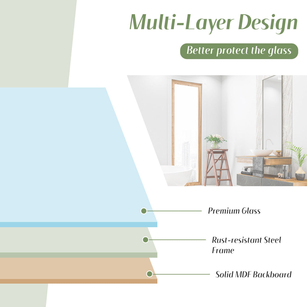 Rectangular Wall Mount Bathroom Mirror with Steel Frame - M Variation